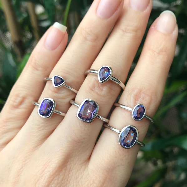 Neptune Garden Mystic Topaz Stackable Ring- Boho Rainbow Dainty Gemstone Teen Ring- Bohemian Purple Blue Ring- Colorful Boho Jewelry