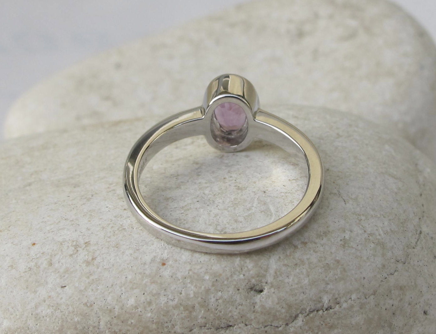 Genuine Amethyst Oval Dainty Ring- Silver Amethyst Stackable Simple ...