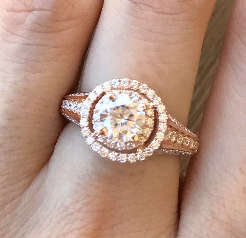 Moissanite Engagement Ring Rose Gold image 1