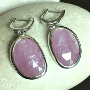 Saphir Ohrringe Rosa Saphir Ohrring Echte Saphir Rohe Ohrringe Sterling Silber Echt Saphir September Geburtsstein Ohrring