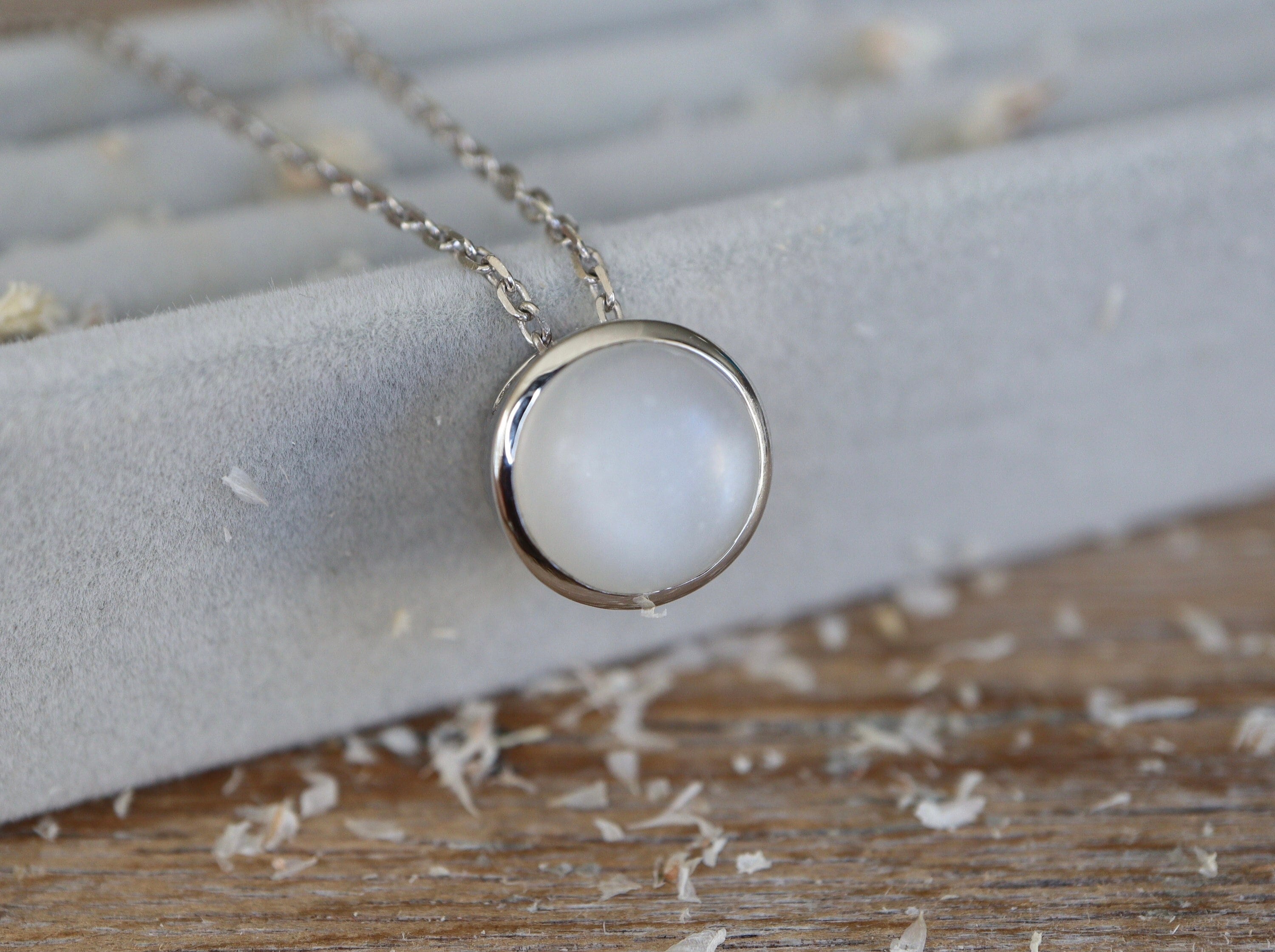 Genuine White Moonstone Round Sterling Silver Cabochon - Etsy