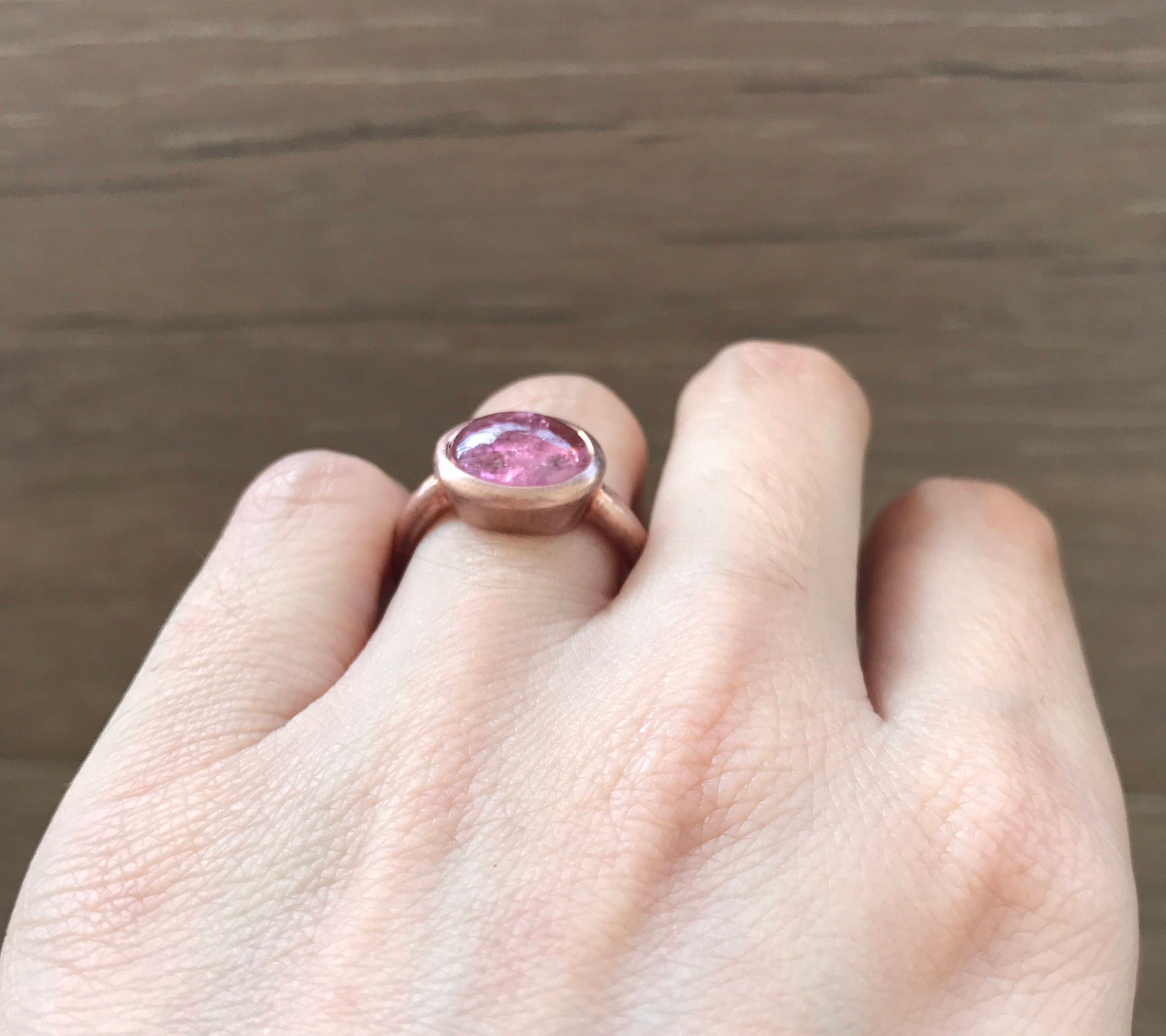 Rose Gold Tourmaline Ring Pink Tourmaline Promise Ring East West