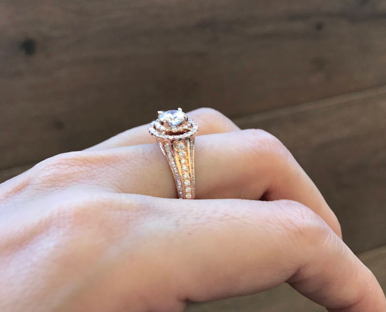 Moissanite Engagement Ring Rose Gold image 3