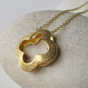 Gold Clover Necklace- Four Leaf Clover Necklace- Good Luck Statement Necklace- Gifts for Her- Unique Gold Pendant Necklace