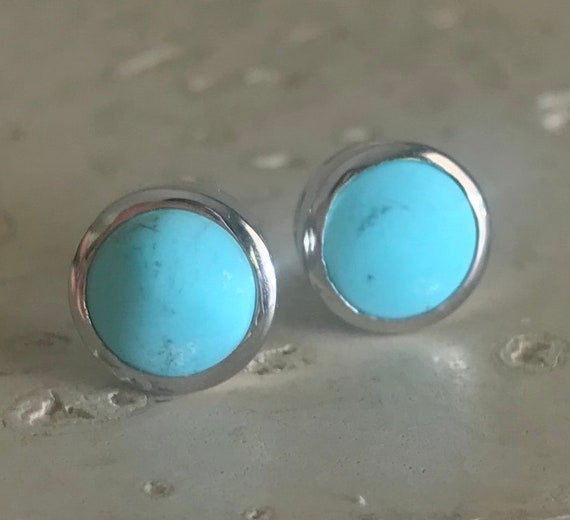 Simple Turquoise Round Stud Earrings Simple Turquoise Round Stud Earrings