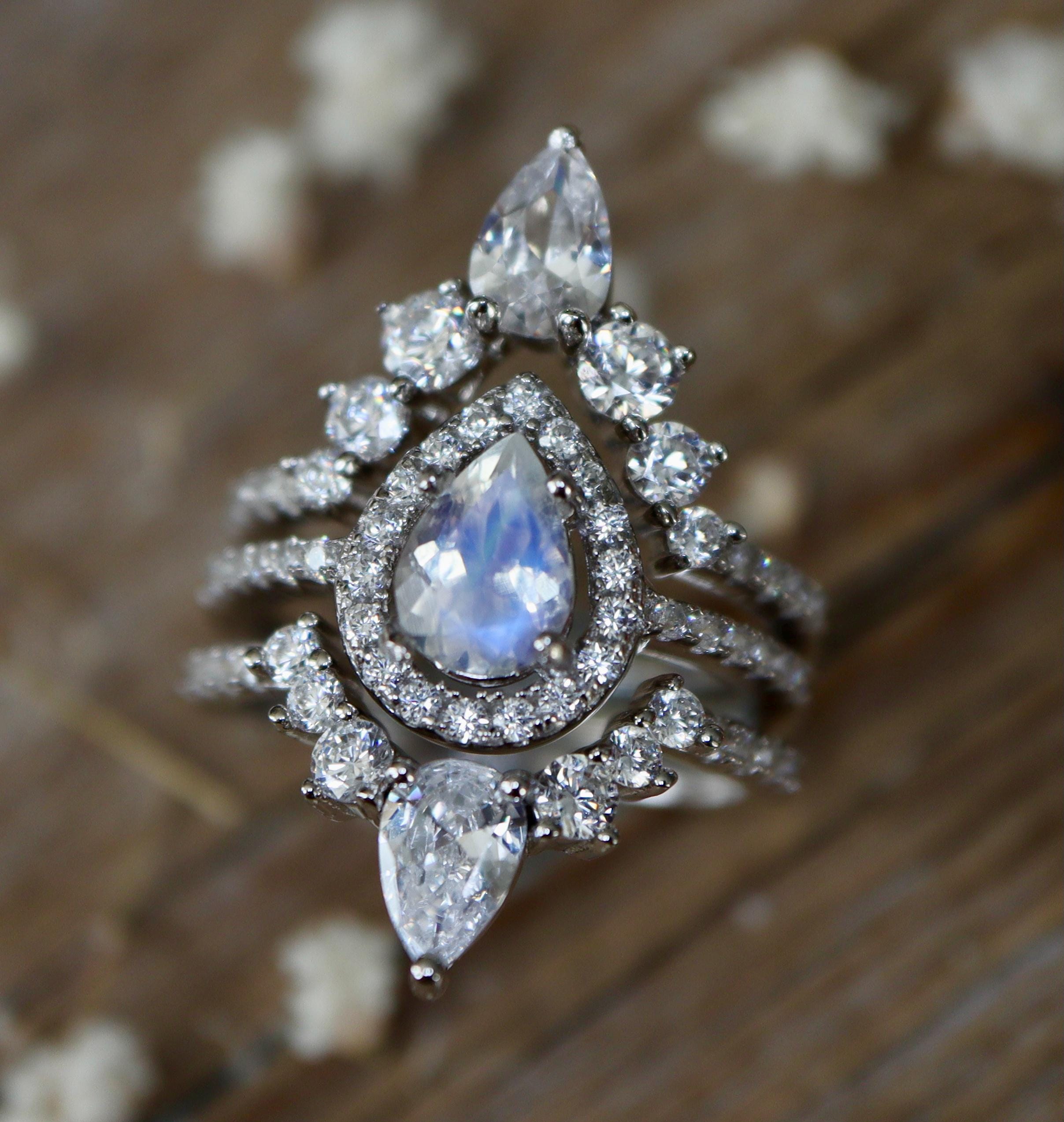 Genuine moonstone engagement ring deals