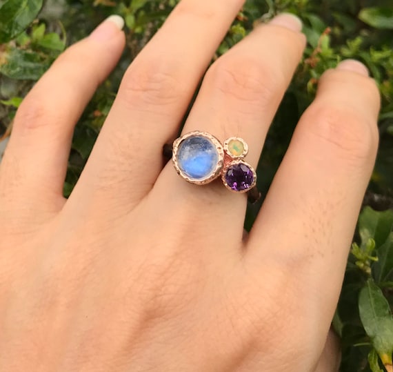 Moon stone october birthstone cheap ring