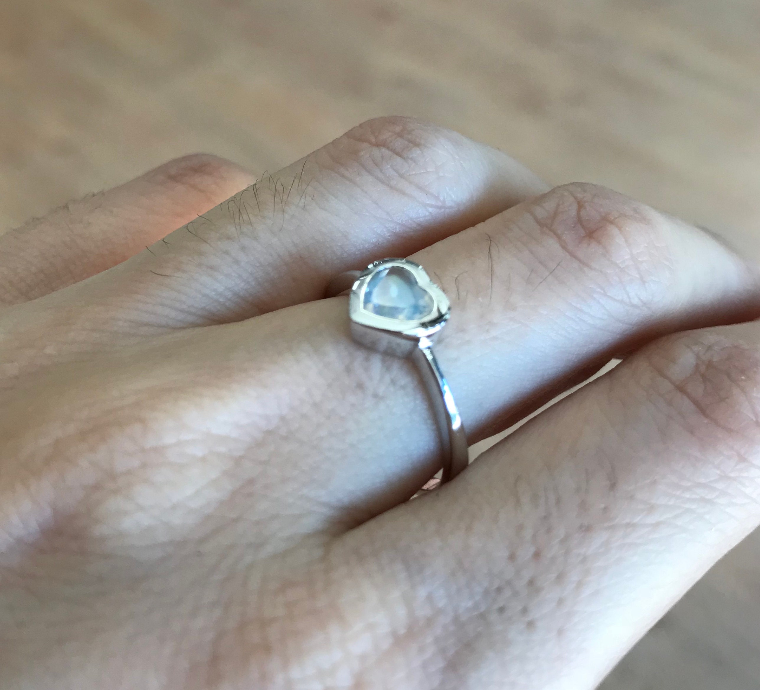 Heart Moonstone Promise Ring Moonstone Heart Shaped Anniversary Ring