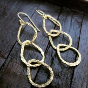 Langer Gold Hoop Ohrring-Kaskade Boho baumeln Ohrring-Boho Gold Hoop Ohrring-Gehämmert Minimalist Hoop Ohrring-Sterling Silber Ohrring