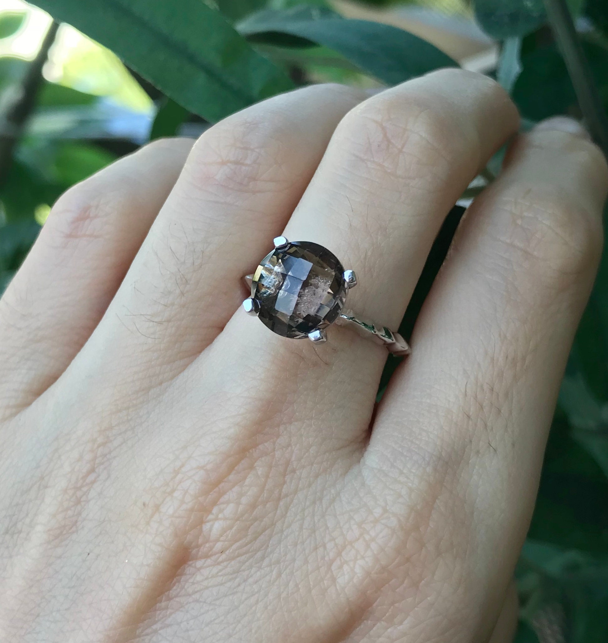 Round Smoky Quartz Stackable Ring Sterling Silver Round Smoky Quartz Stackable Ring Sterling Silver