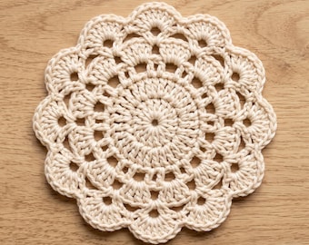 Scalloped Crochet Coaster Pattern, Round Drink Coaster, Easy Home Decor (Digital Download)