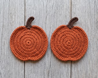 Crochet Pumpkin Coaster Pattern, Rustic Fall Mug Rug (PDF)