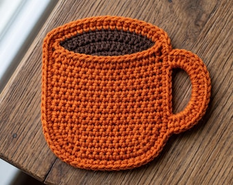 Crochet Coffee Cup Coaster Pattern, Mug-Shaped, Easy Beginner Project (PDF)