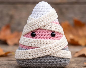 Candy Corn Mummy Amigurumi Crochet Pattern, Spooky Halloween Decor (PDF)