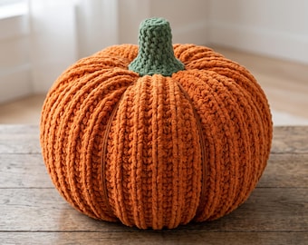 Chunky Crochet Pumpkin Pillow Pattern, Large Fall Decor (Digital Download)
