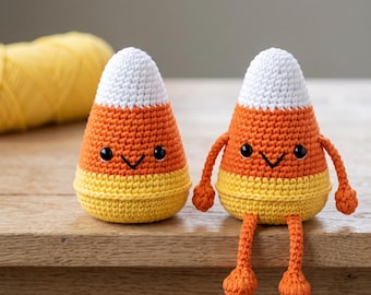 Crochet Candy Corn Amigurumi Pattern, Halloween Leggy Variation (PDF)
