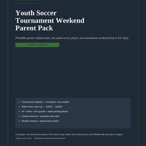 Youth Soccer Tournament Weekend Parent Pack Printable PDF
