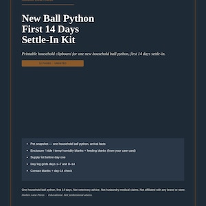 New Ball Python First 14 Days Settle-In Kit Printable PDF