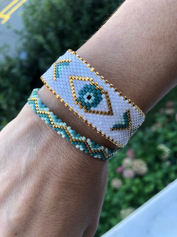 Turkish Evil Eye Bracelets Set Spiritual Jewellery Handmade Miyuki