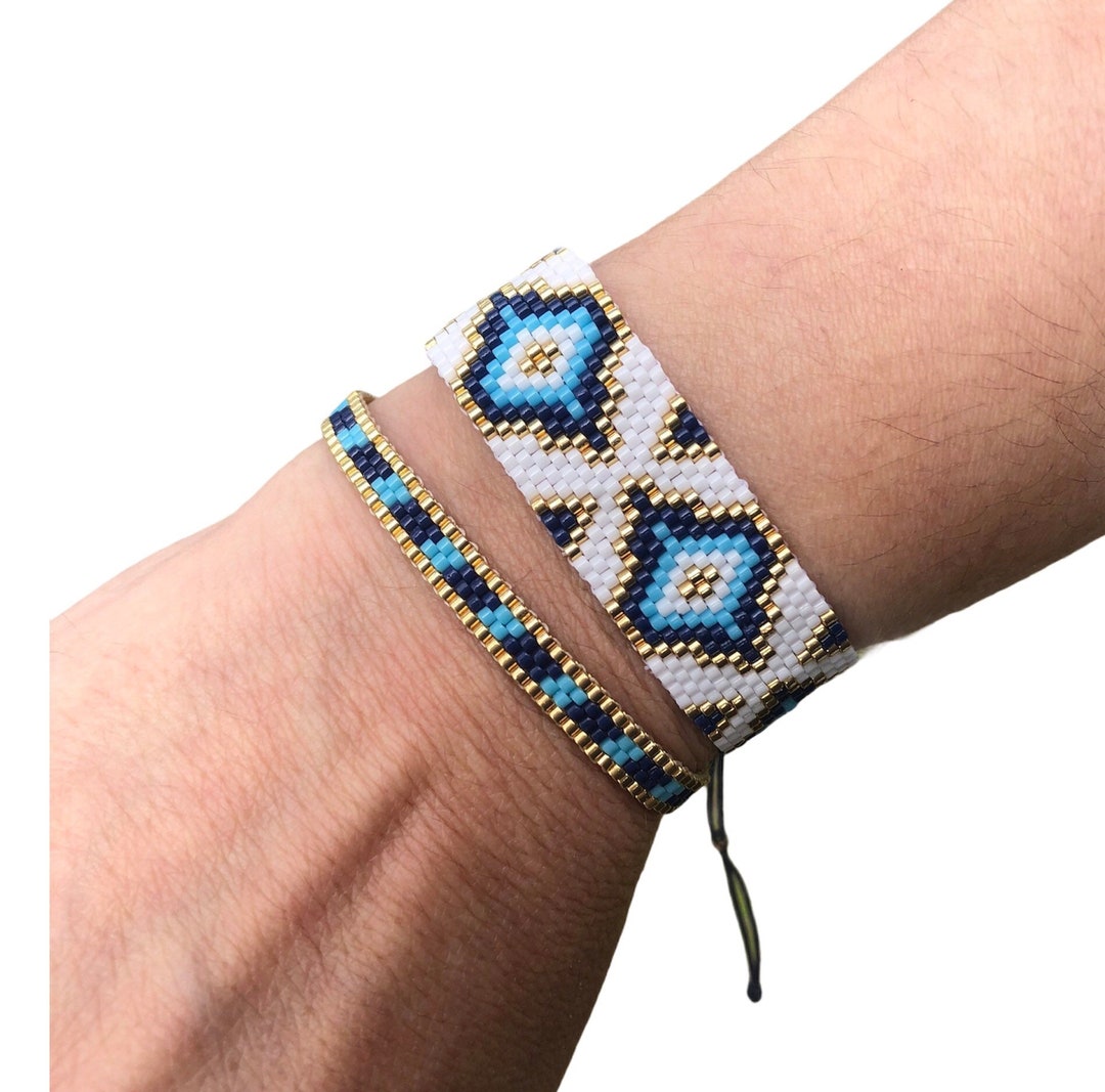 Blue Hand Woven Bracelet Wearable Art for Women Ethnic - Etsy
