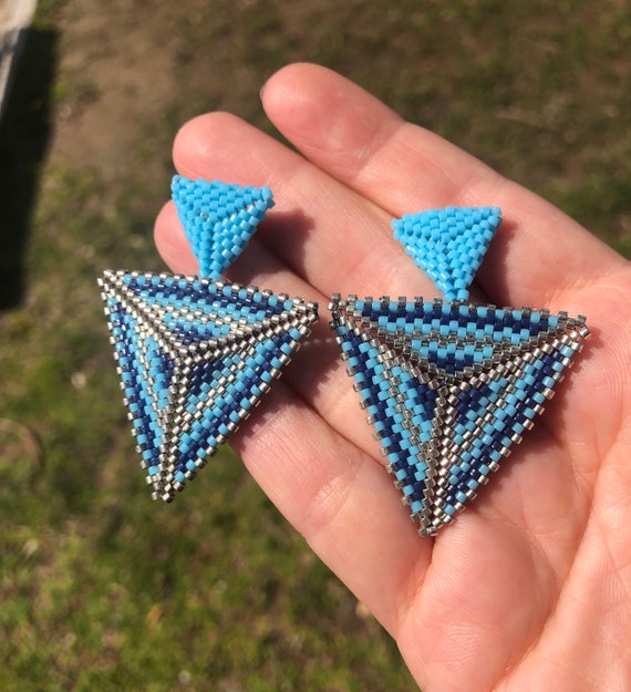 Triangle beaded earrings sale