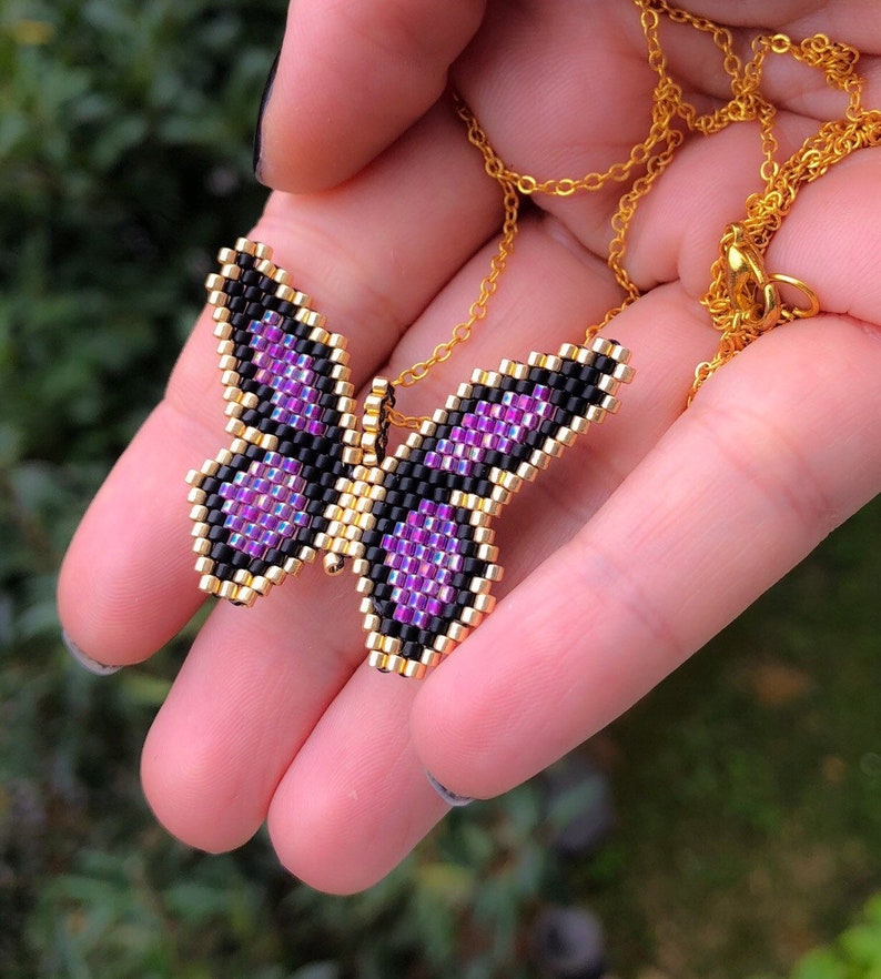 Bead Woven Butterfly Necklace Mothers Day Gift Miyuki Etsy
