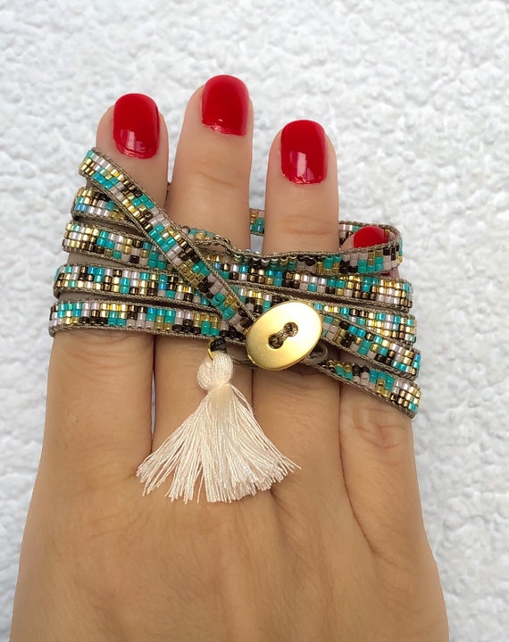 Elephant Bead Loom Bracelet.miyuki Seed Beads Bracelet.set of 3
