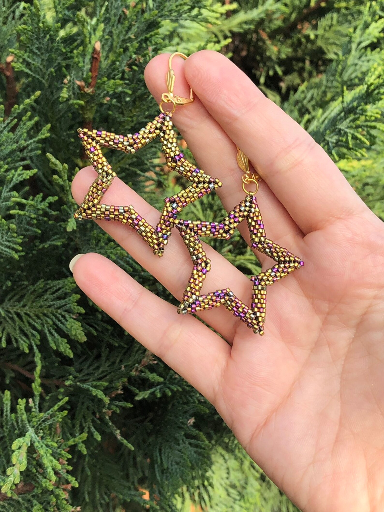 Beaded star earrings miyuki jewelry party dangle earrings Etsy