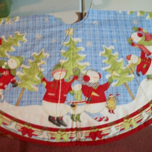 Kleine handgemachte Schneemann Weihnachtsbaum Rock mit Schneemann plaid Backing. Neu!