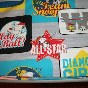 2er Set Snoopy & Woodstock All Star Baseball Baumwolle Kissenbezüge! Handgefertigt! Nie benutzt! OOP