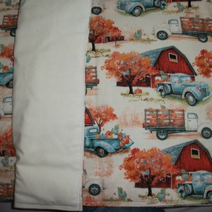Set of 4 Fall Placemats with Little Blue Truck! Cream colored backing! Handmade! Never used!