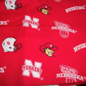 Set of 2 Handmade University of Nebraska Huskers Cotton Pillowcases! Handmade! Never Used!