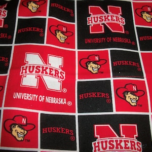 Set of 2 University of Nebraska Huskers Checkerboard Pillowcases! New! Handmade! Never Used!