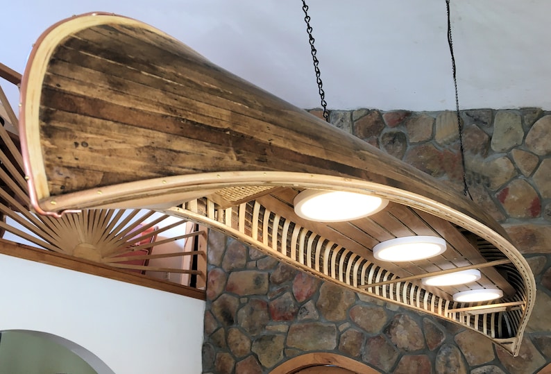 72 Canoe Chandelier, dark stain, pine trim. image 8