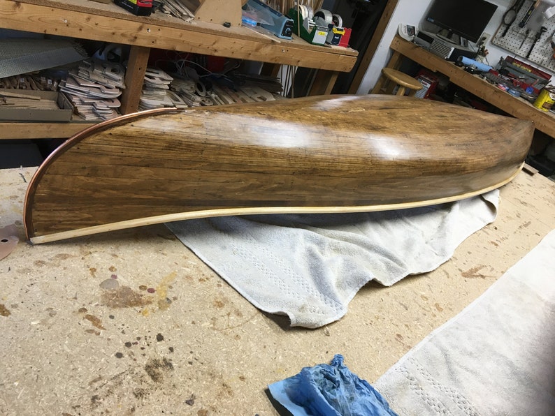 72 Canoe Chandelier, dark stain, pine trim. image 3
