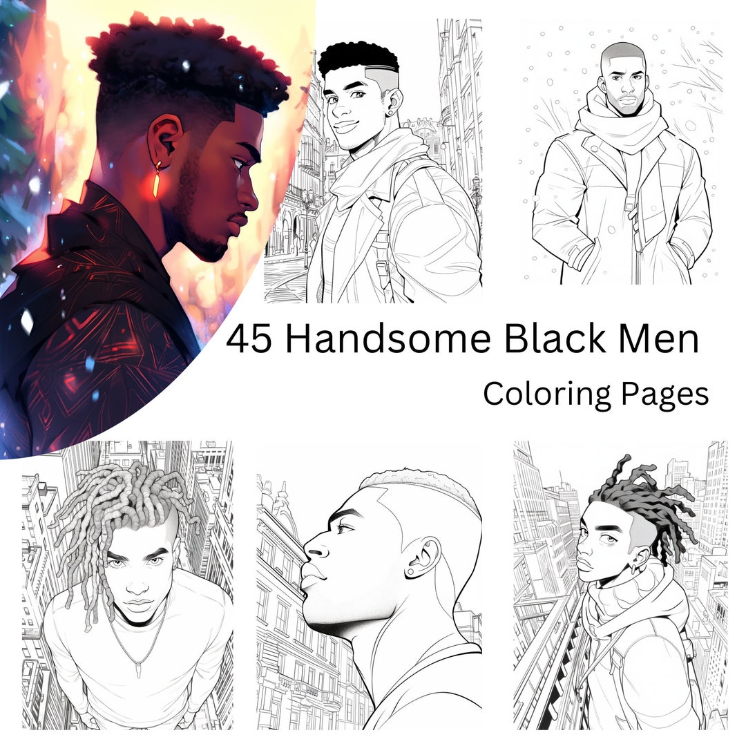 45 Elegant Black Men Coloring Pages African Men in Suits Grayscale ...