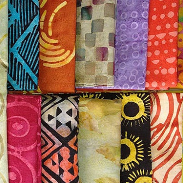 Batik Fabric, Half Yard Scrap Bags - cotton fabric remnants - Destash from Painted Threads