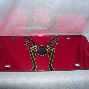 Spider Inspired License Plate Red/Black Brand NEW!