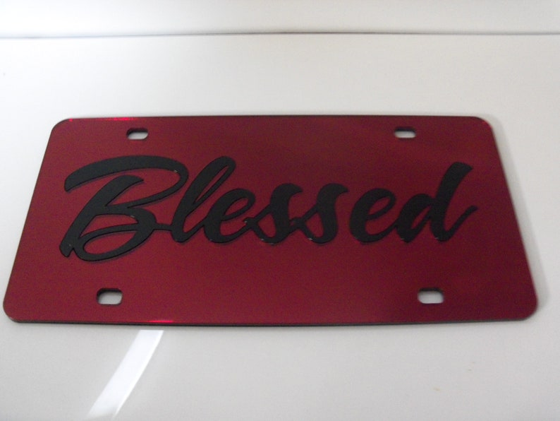 BLESSED License Plate Red/black NEW Etsy