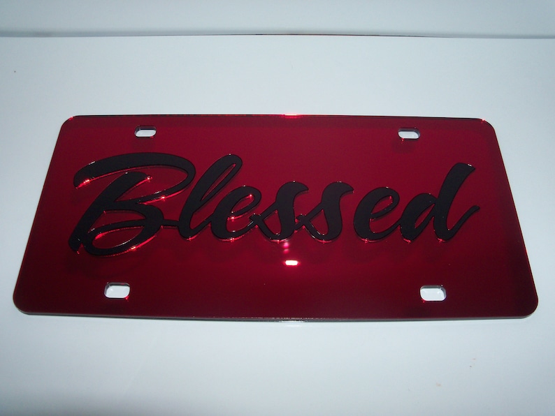 BLESSED License Plate Red/black NEW Etsy