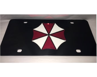 Op paraplu geïnspireerde spiegellaser kentekenplaat zwart, rood, wit NIEUW!!