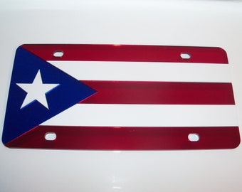 Couleur de la plaque d’immatriculation du drapeau de Porto Rico - Rouge / Blanc / Bleu Marque NOUVEAU!