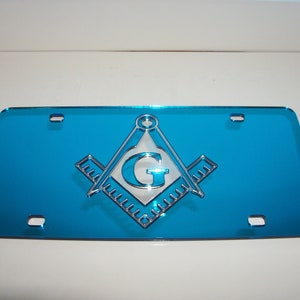 Masonic Mirror Laser License Plate Color's Blue/Silver NEW!!