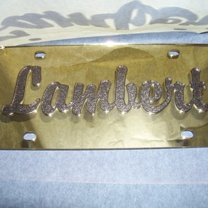Placa de carro SPARKLE espelhada personalizada com corte a laser!