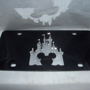 Prinzessin Schloss Acryl Spiegel Laser Nummernschild NEU!!