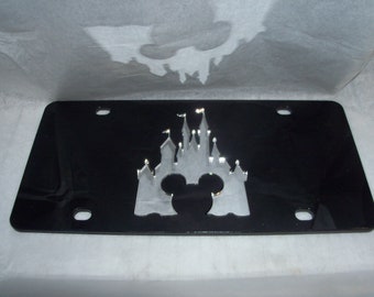 Caterpillar-Themed Acrylic Mirror License Plate – Black, Bolt-On For Cars & Trucks