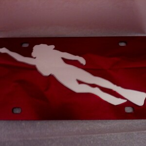Dive Florida Flag Mirror Laser Cut License Plate NEW!