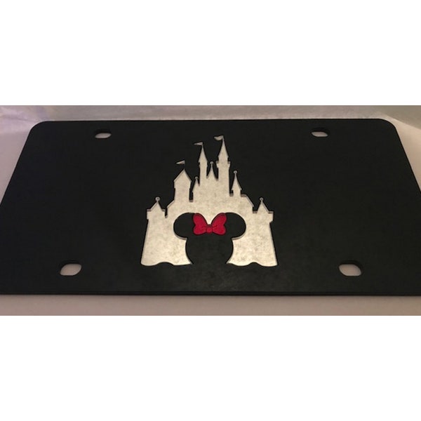 Princess Castle with Bow Acrylic Mirror Laser License Plate NEW!!