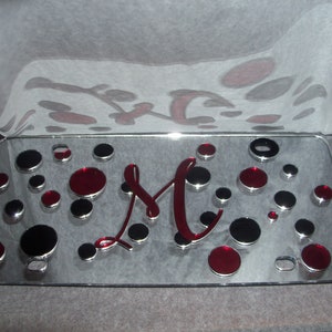 Custom Polkadots  (Can Do Any Name N Color) Mirror Laser License Plate Silver/RedNEW!!
