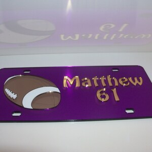 Football Team, Monogram, initials, Cipher, Any Design, Custom License Plate Any Color